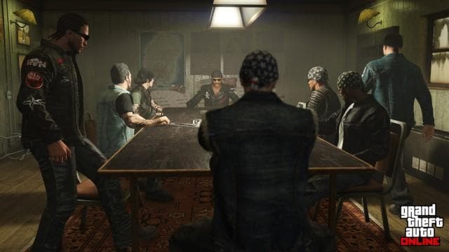 Real GTA Online screenshot of an MC Clubhouse boardroom